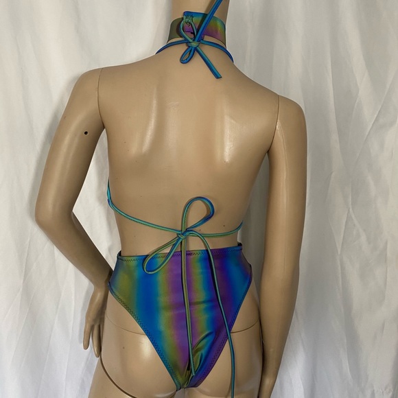 Two piece Rainbow and Reflective bikini - Picture 2 of 9